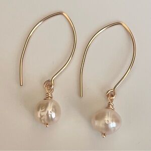 Gold Filled Freshwater Pearl Drop Marquise Earrings